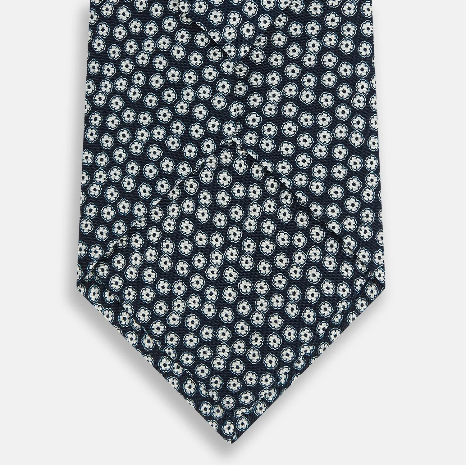 Navy Flower Patterned Printed Silk Tie sold by Turnbull & Asser product image thumbnail 3