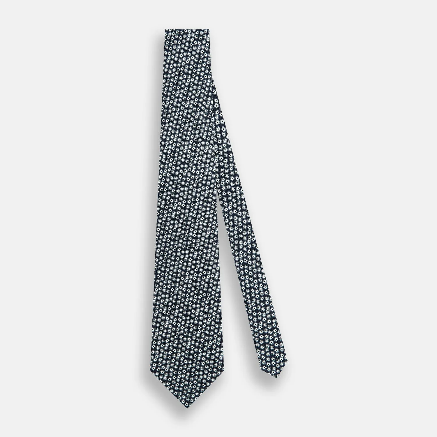 Navy Flower Patterned Printed Silk Tie sold by Turnbull & Asser product image thumbnail 2