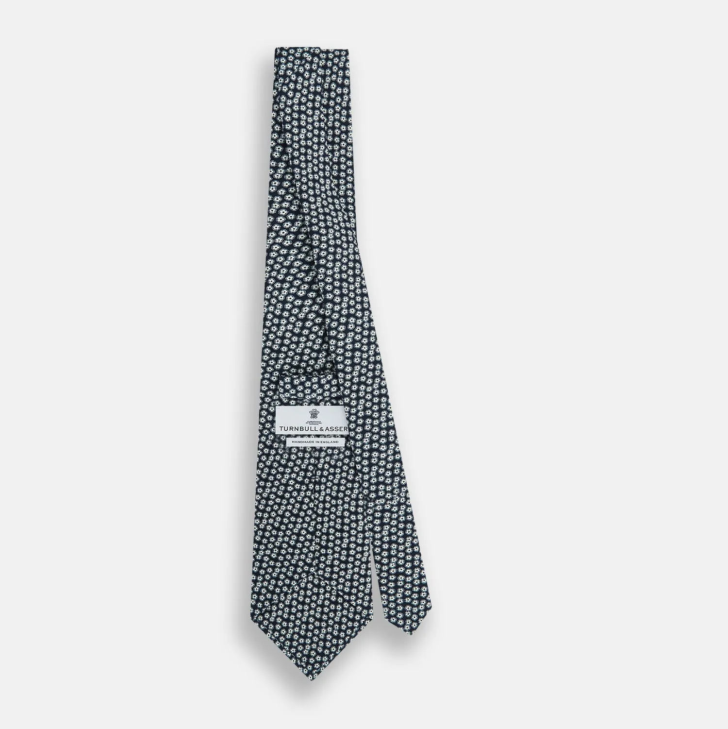 Navy Flower Patterned Printed Silk Tie sold by Turnbull & Asser product image thumbnail 4
