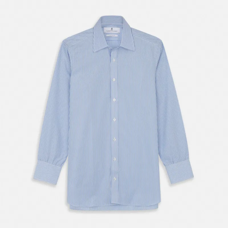 Light Blue Bengal Stripe Shirt with T&A Collar and 3-Button Cuffs sold by Turnbull & Asser