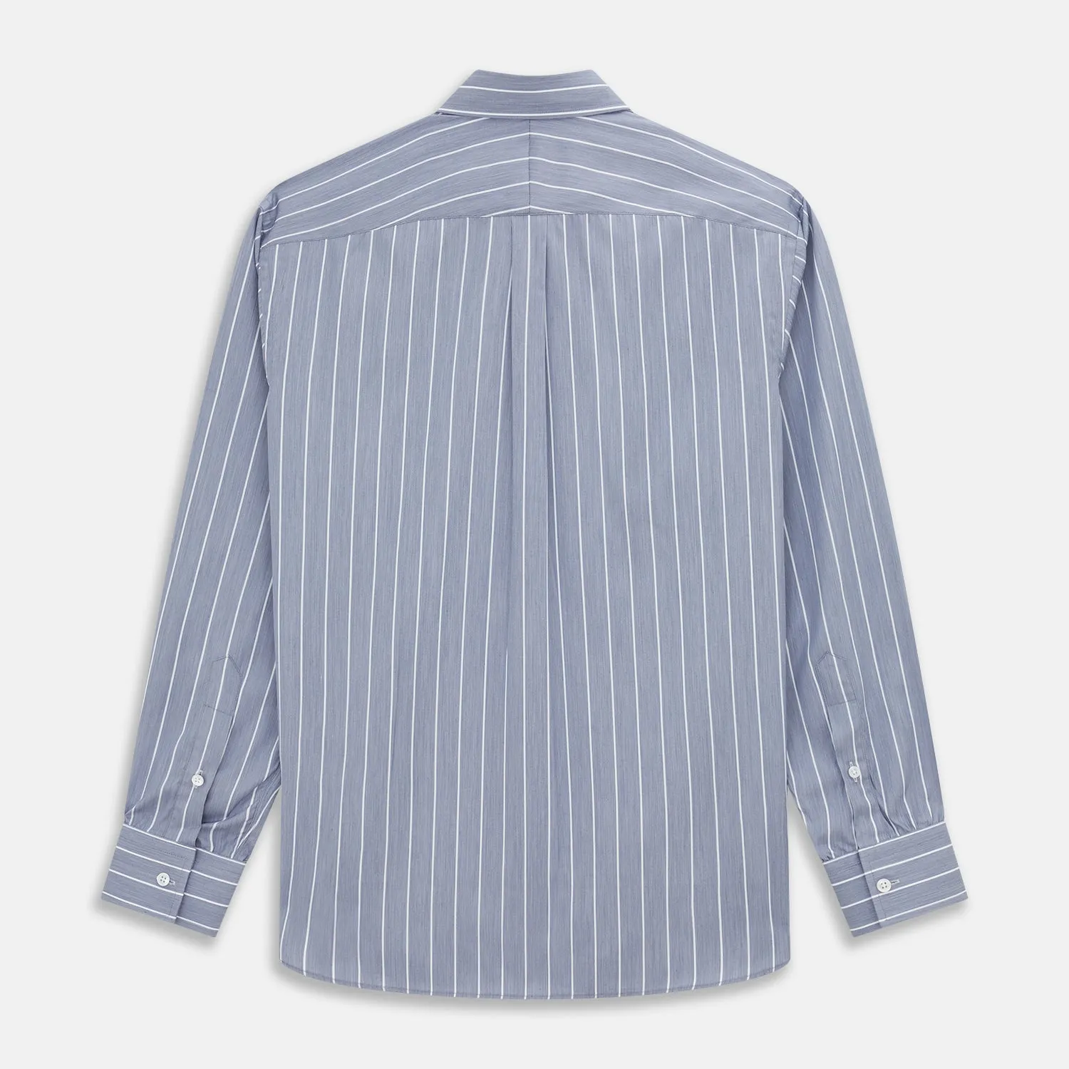 Pale Blue and White Pinstripe Cotton Blend Weekend Fit Finch Shirt sold by Turnbull & Asser product image thumbnail 5