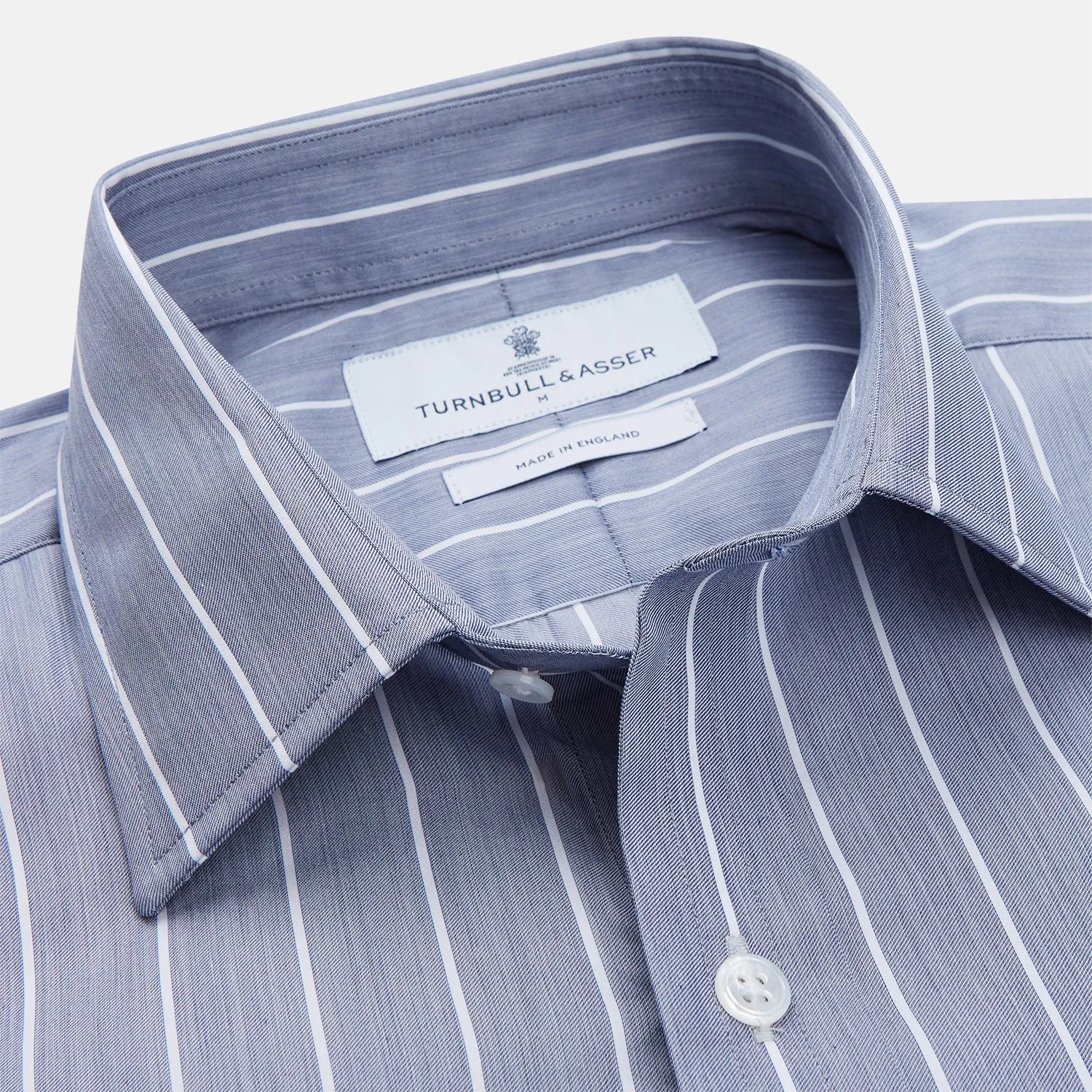 Pale Blue and White Pinstripe Cotton Blend Weekend Fit Finch Shirt sold by Turnbull & Asser product image thumbnail 3