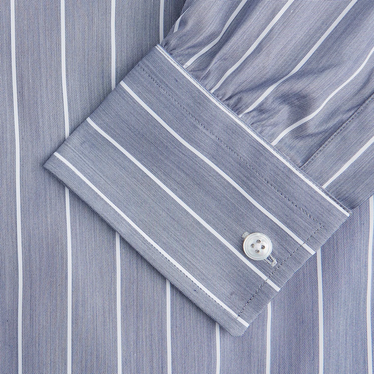 Pale Blue and White Pinstripe Cotton Blend Weekend Fit Finch Shirt sold by Turnbull & Asser product image thumbnail 2
