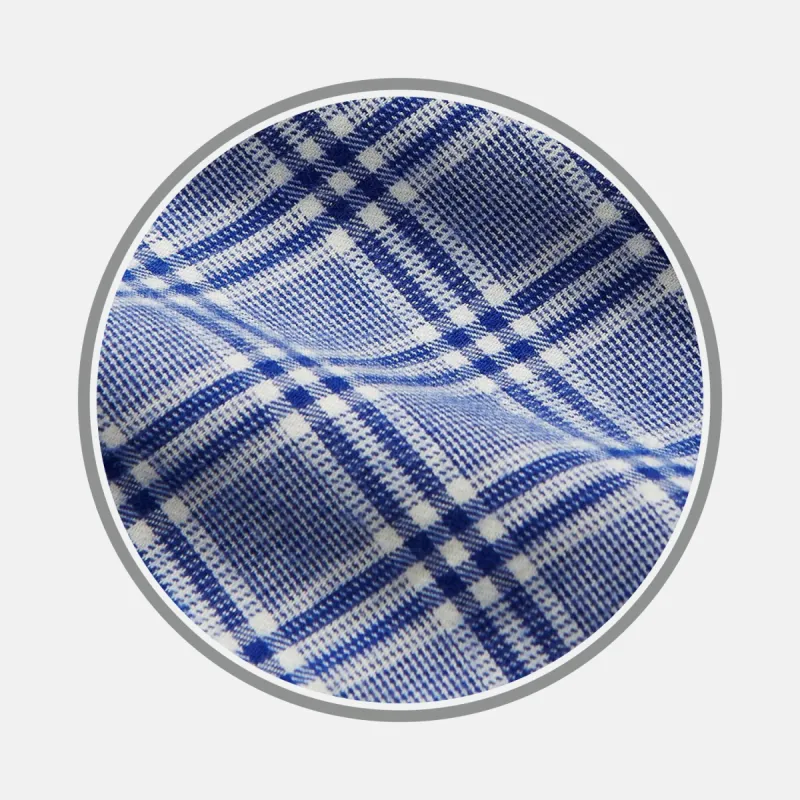 Blue Check Cotton Fabric sold by Turnbull & Asser