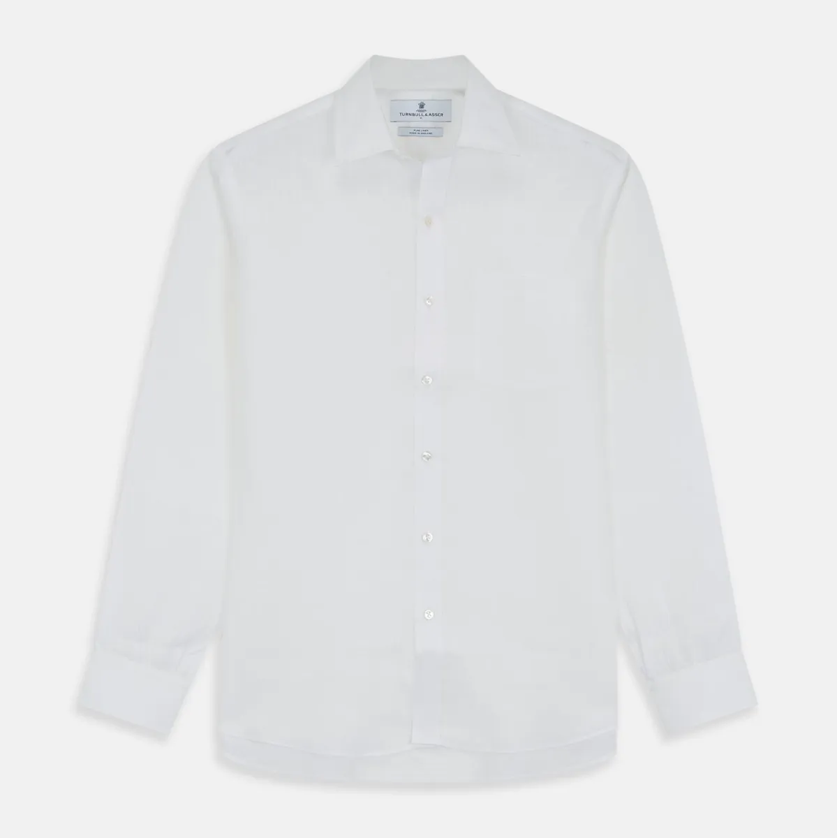 White Weekend Fit Linen Finch Shirt With Derby Collar And Chest Pocket sold by Turnbull & Asser