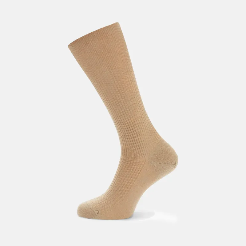 Ecru Mid-Length Merino Wool Socks sold by Turnbull & Asser