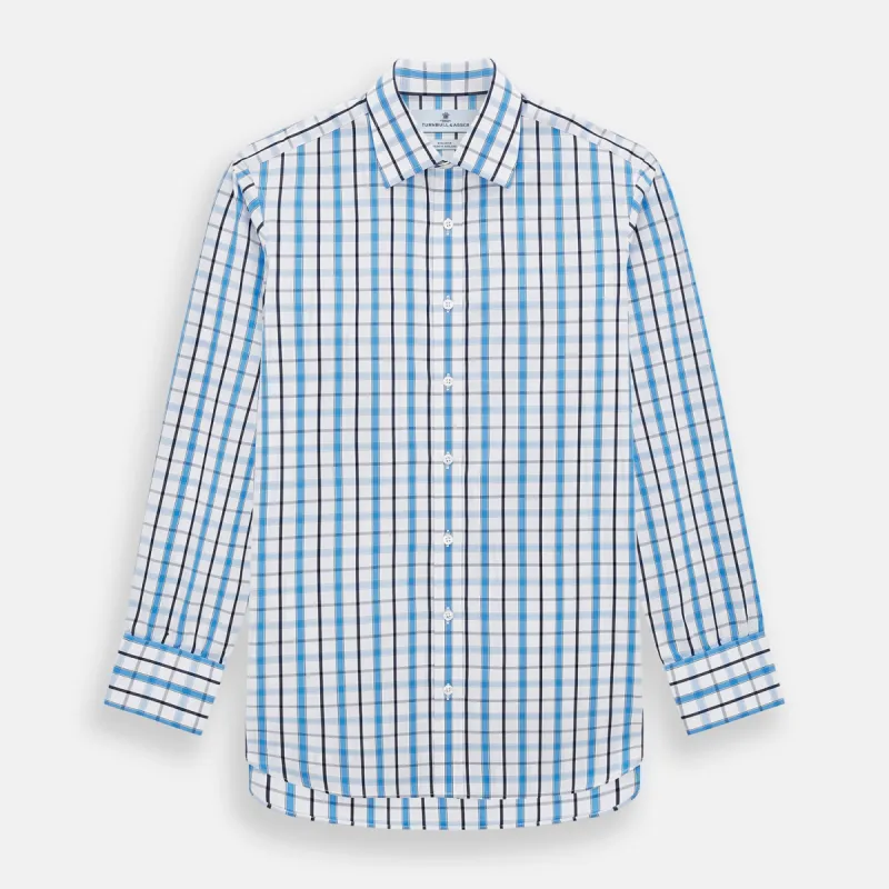 Blue and Navy Combination Check Mayfair Shirt sold by Turnbull & Asser
