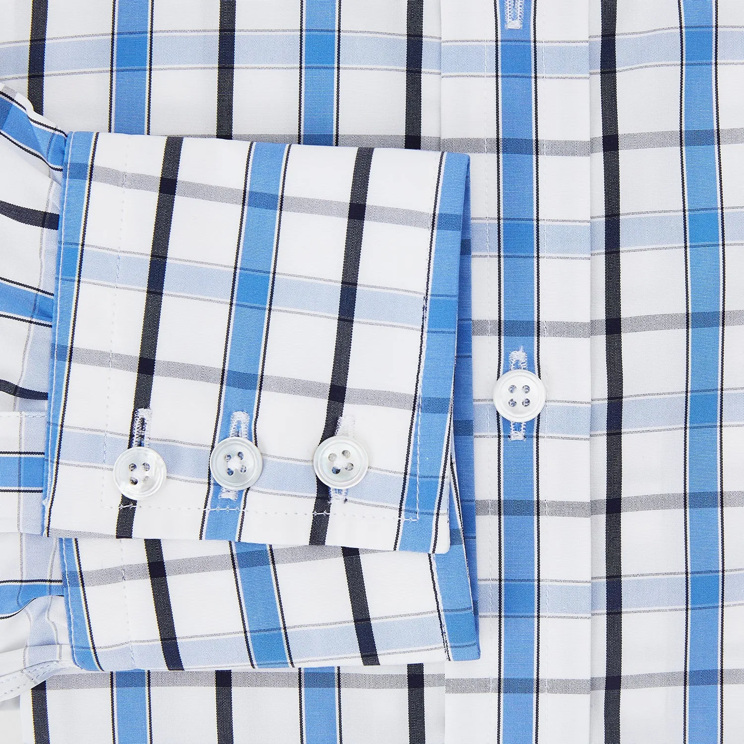 Blue and Navy Combination Check Mayfair Shirt sold by Turnbull & Asser product image thumbnail 4