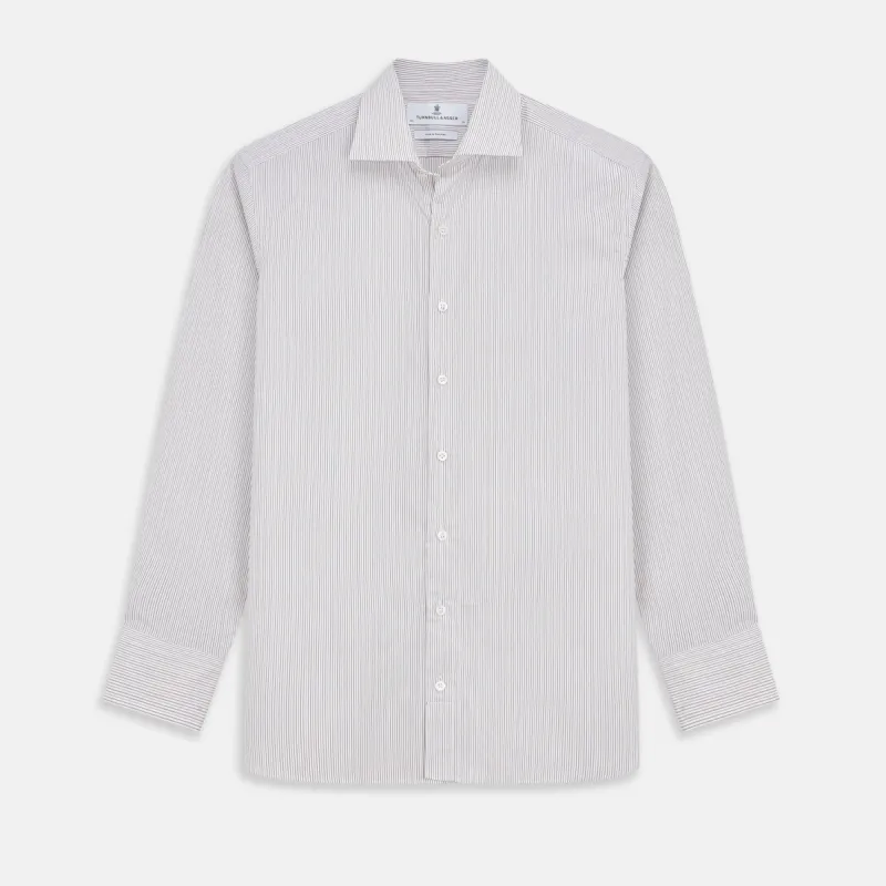 Sandstone Multi Stripe Cotton Tailored Fit Shelton Shirt sold by Turnbull & Asser