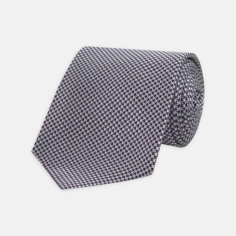 Plum Houndstooth Silk Tie sold by Turnbull & Asser