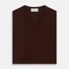 Wine V-Neck Merino Wool Jumper sold by Turnbull & Asser