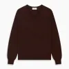 Wine V-Neck Merino Wool Jumper sold by Turnbull & Asser
