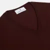 Wine V-Neck Merino Wool Jumper sold by Turnbull & Asser