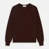 Wine V-Neck Merino Wool Jumper sold by Turnbull & Asser