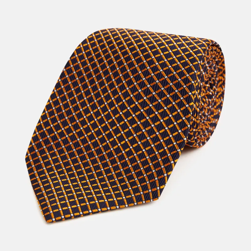 Orange and Navy Diamond Silk Tie sold by Turnbull & Asser