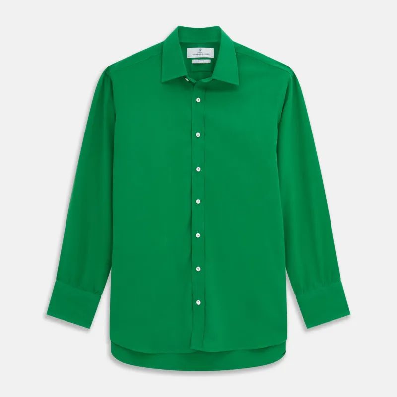 Green Sandwashed Silk Regular Fit Mayfair Shirt sold by Turnbull & Asser