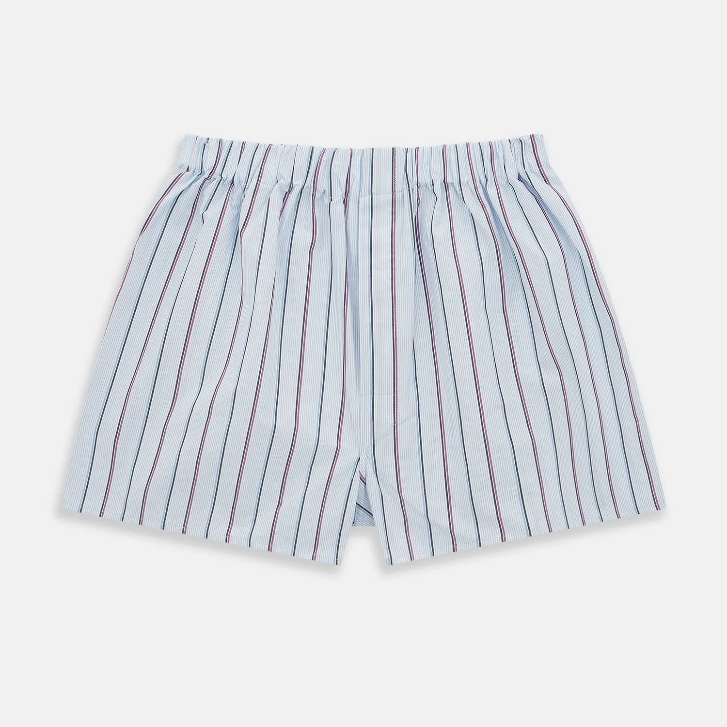 Pale Blue And Pink Multi Stripe Godfrey Boxer Shorts sold by Turnbull & Asser