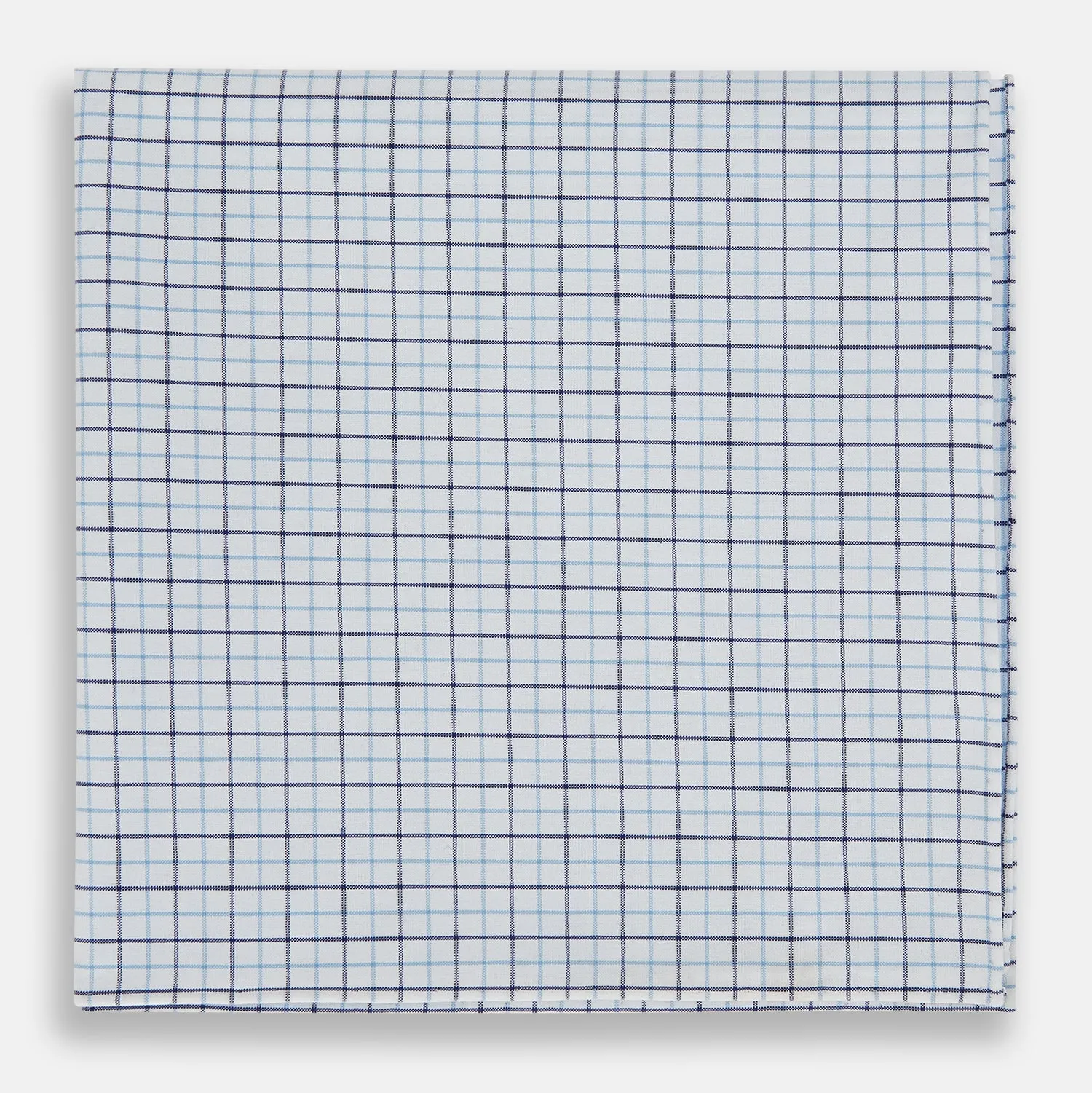 Hand Rolled Blue Double Graph Check Handkerchief sold by Turnbull & Asser