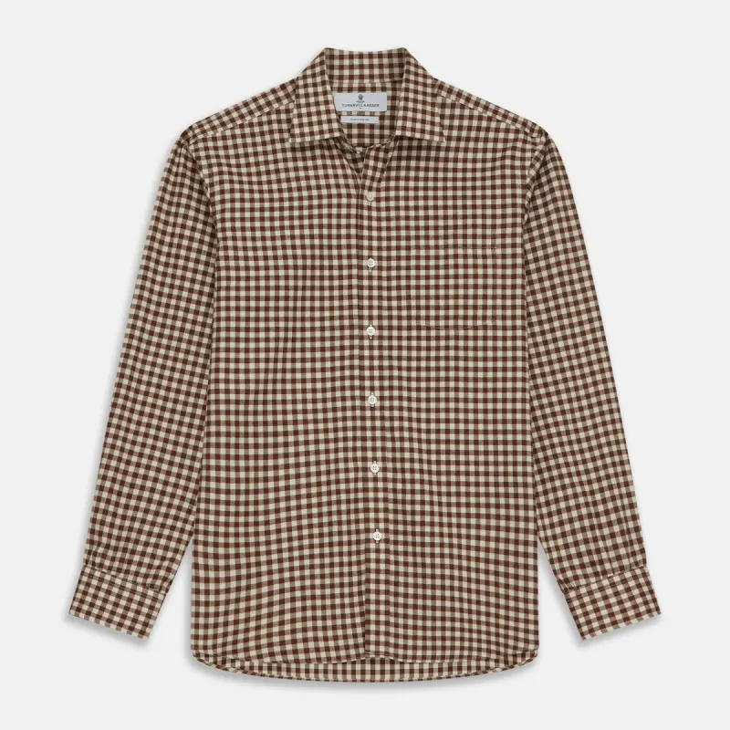 Brown Check Weekend Fit Shirt with Derby Collar and 1-Button Cuffs sold by Turnbull & Asser