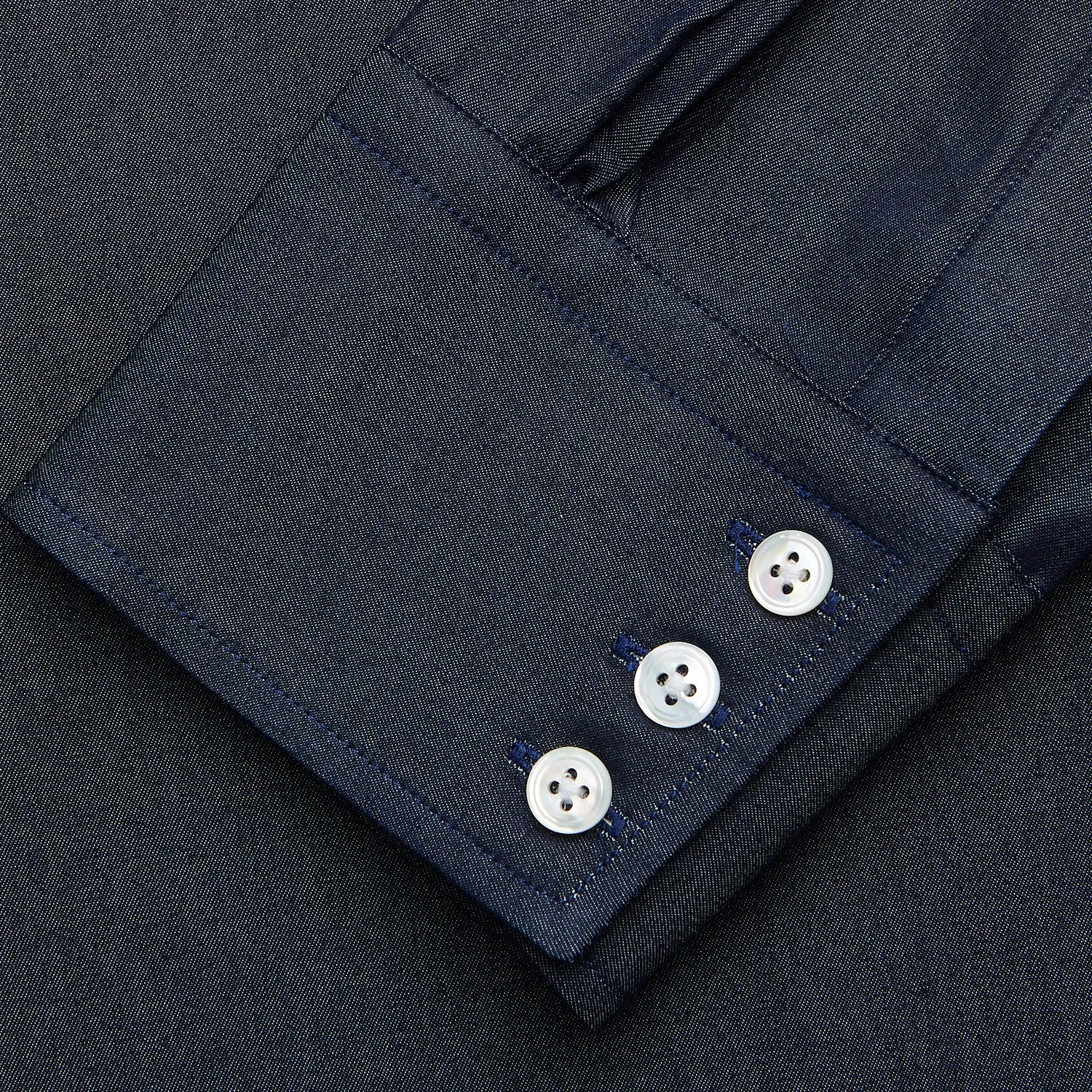 Navy Weekend Fit Larkin Shirt With Dorset Collar And 3-Button Cuffs sold by Turnbull & Asser product image thumbnail 3