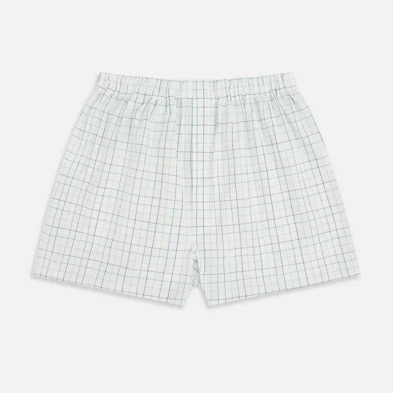 Forest Green Grid Check Godfrey Boxer Shorts sold by Turnbull & Asser