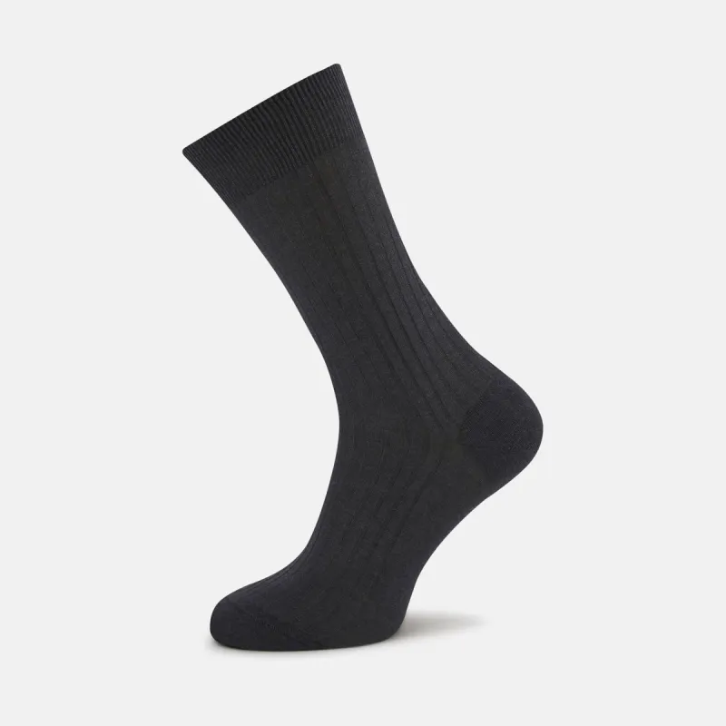 Dark Grey Short Cotton Socks sold by Turnbull & Asser