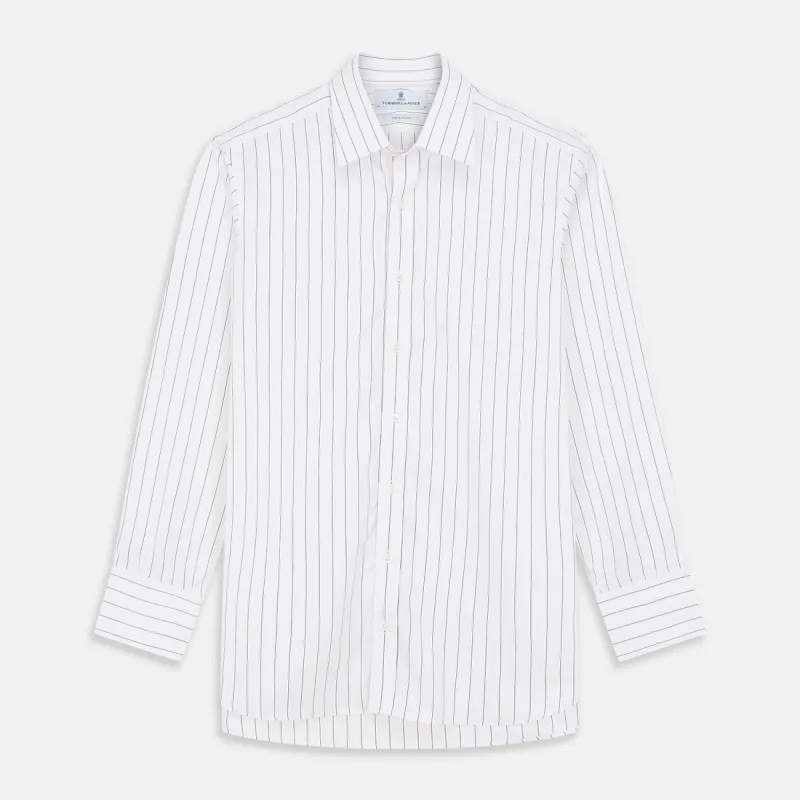 Black Fine Stripe Cotton Regular Fit Mayfair Shirt sold by Turnbull & Asser