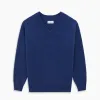 Marine Blue Cashmere Edwards V-Neck Jumper sold by Turnbull & Asser