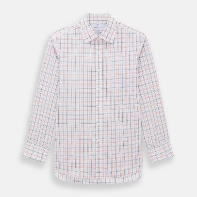 Orange and Blue Multi Check Mayfair Shirt sold by Turnbull & Asser
