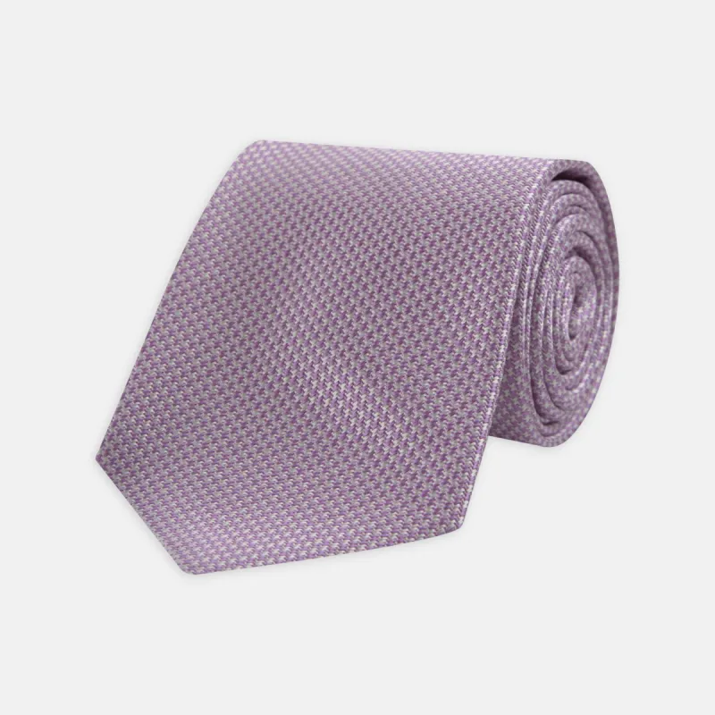 Lilac Houndstooth Silk Tie sold by Turnbull & Asser