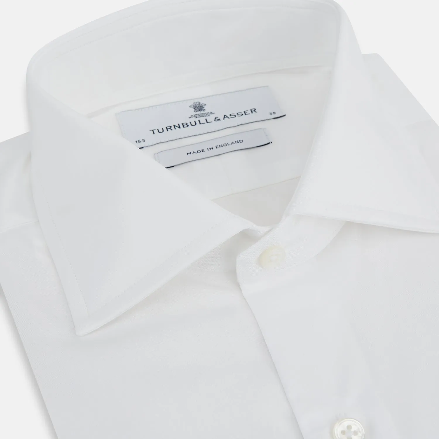 Tailored Fit Plain White Cotton Shirt with Kent Collar and 3-Button Cuffs sold by Turnbull & Asser product image thumbnail 2