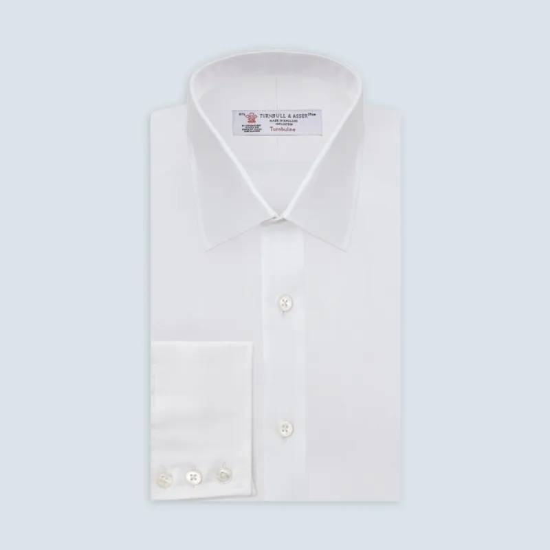 White Superfine Oxford Cotton Shirt with T&A Collar and 3-Button Cuffs sold by Turnbull & Asser