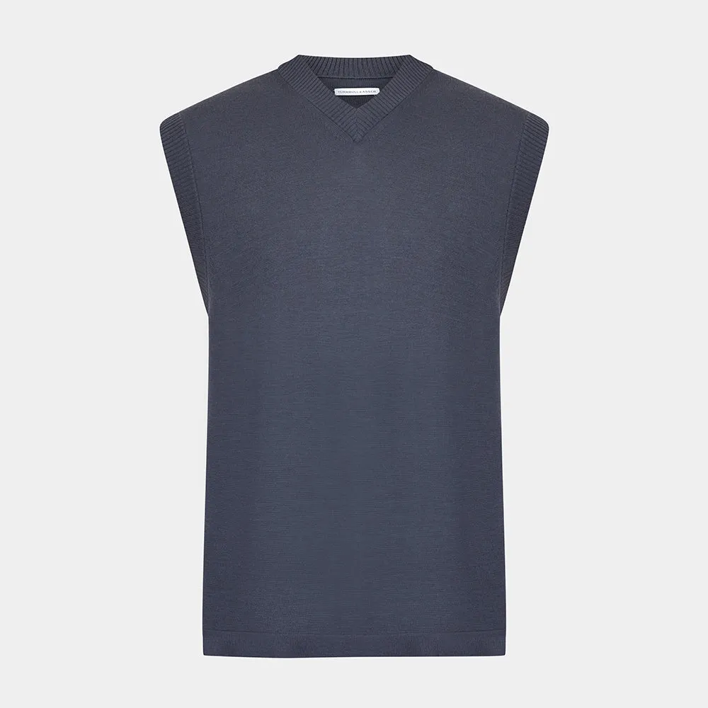 Grey Fine Merino V-Neck Vest sold by Turnbull & Asser product image thumbnail 4