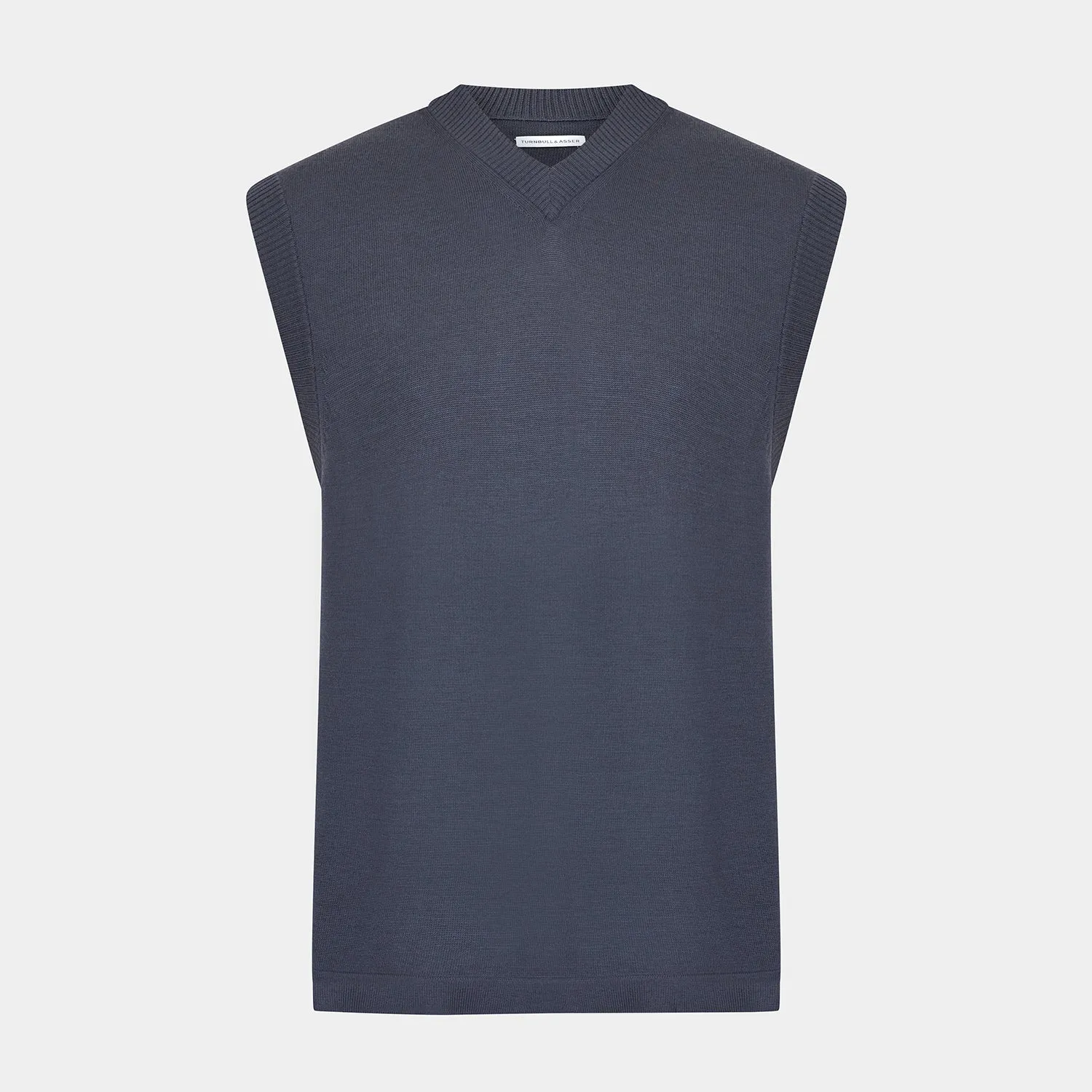 Grey Fine Merino V-Neck Vest sold by Turnbull & Asser