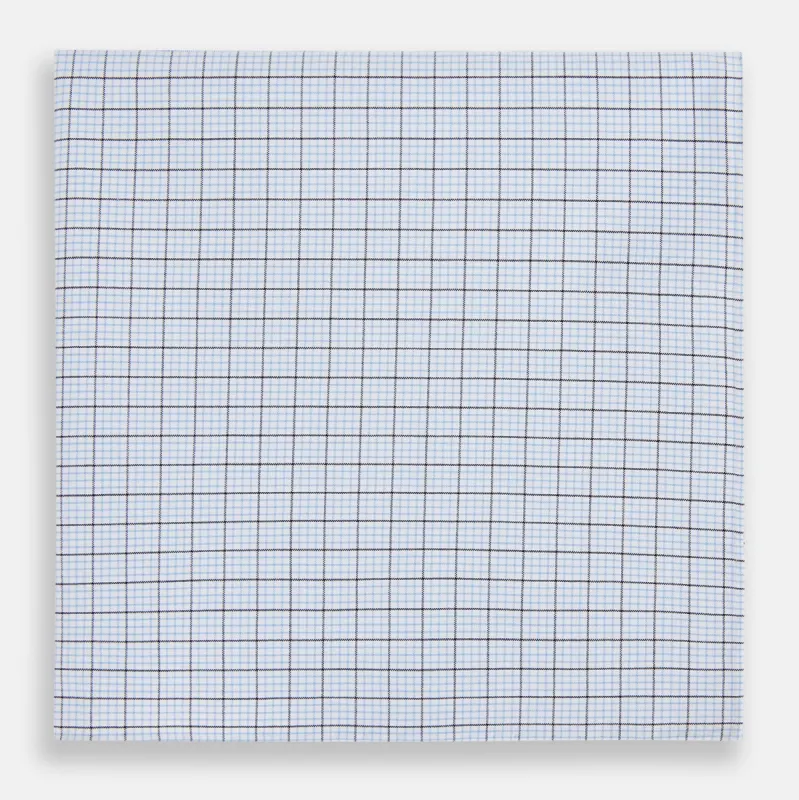 Hand Rolled Blue Multi Graph Check Handkerchief sold by Turnbull & Asser