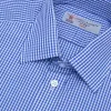Mid-Blue Gingham Check Shirt with T&A Collar and 3-Button Cuffs sold by Turnbull & Asser