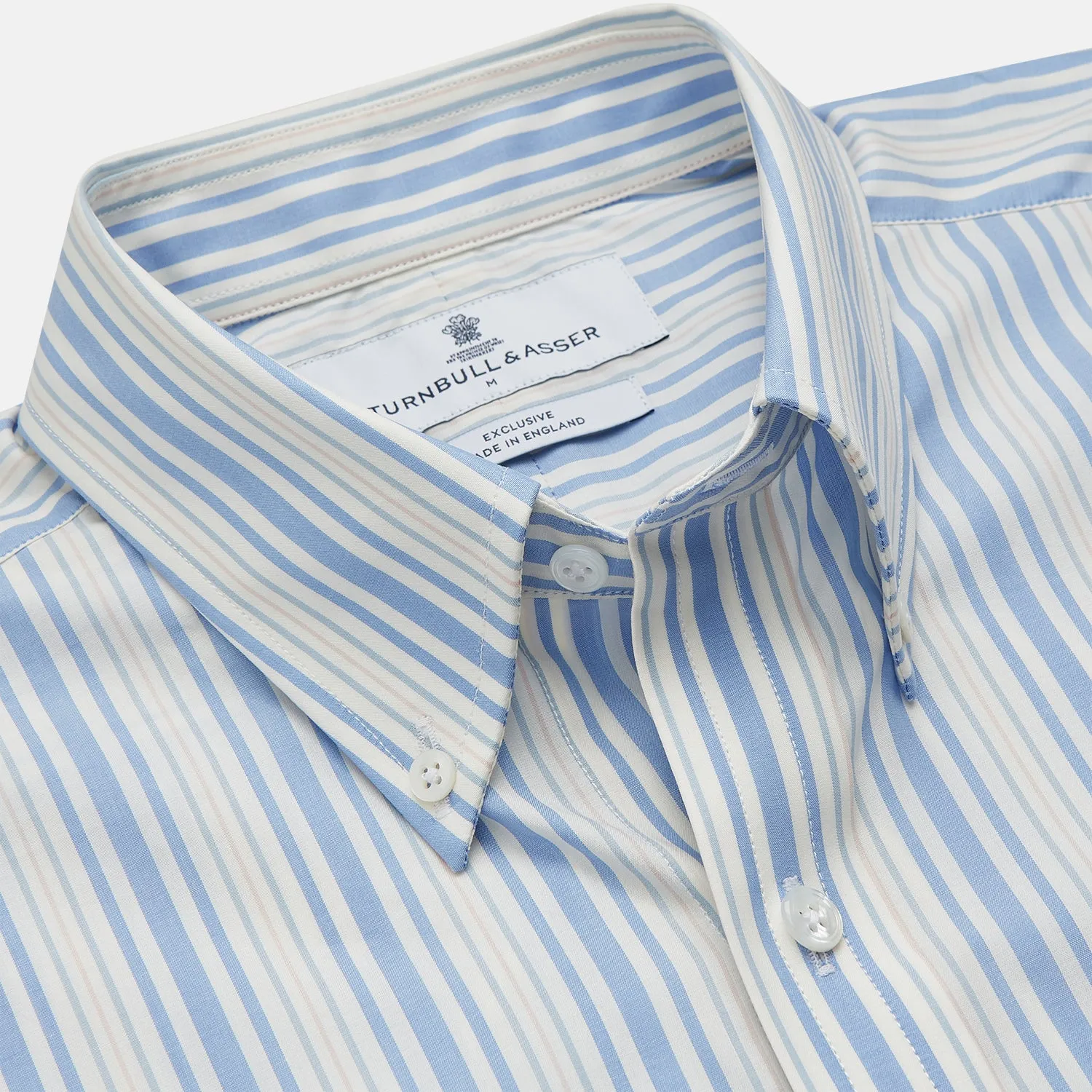 Blue Multi Stripe Wool Blend Weekend Fit Hayne Shirt sold by Turnbull & Asser product image thumbnail 3
