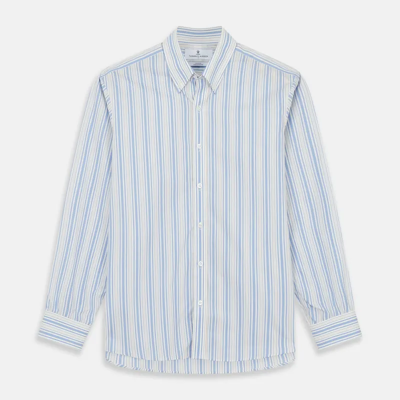 Blue Multi Stripe Wool Blend Weekend Fit Hayne Shirt sold by Turnbull & Asser