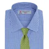 Mid-Blue Gingham Check Shirt with T&A Collar and 3-Button Cuffs sold by Turnbull & Asser
