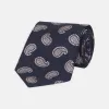 Navy and Light Pink Floating Paisley Silk Tie sold by Turnbull & Asser