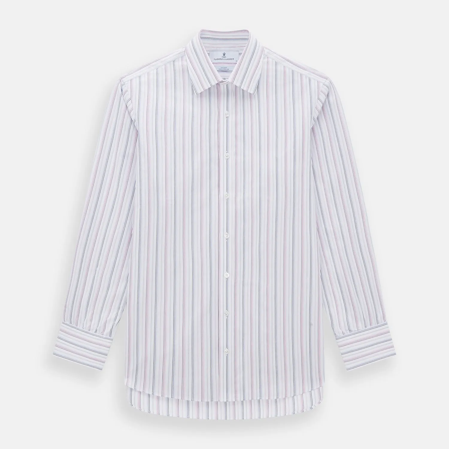 Purple and Blue Multi Stripe Mayfair Shirt sold by Turnbull & Asser