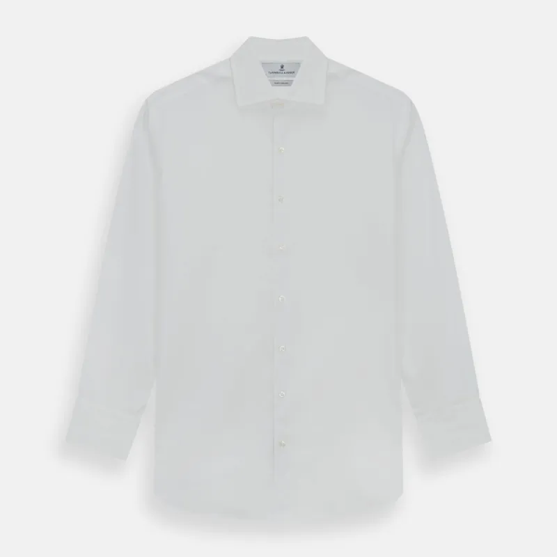 Tailored Fit Plain White Cotton Shirt with Kent Collar and 3-Button Cuffs sold by Turnbull & Asser