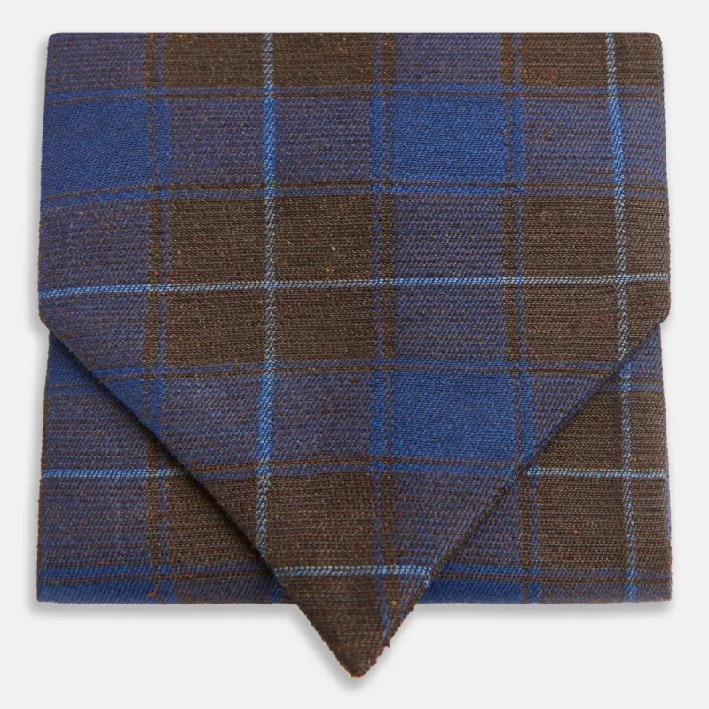Blue and Brown Tartan Silk Blend Cravat sold by Turnbull & Asser