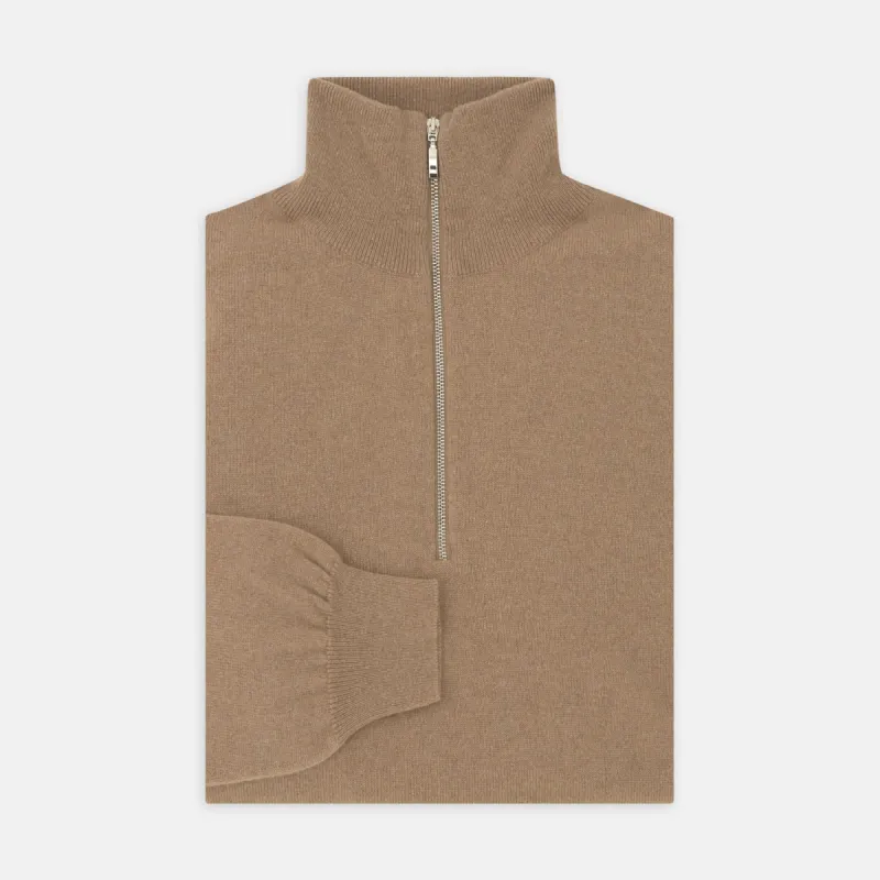 Natural Half-Zip Cashmere Jumper sold by Turnbull & Asser