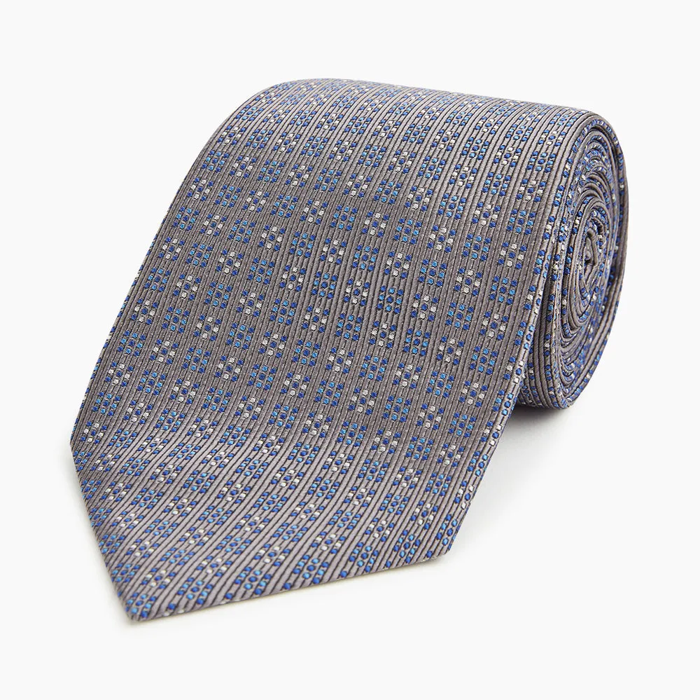 Silver and Pale Blue Multi Dot Silk Tie sold by Turnbull & Asser product image thumbnail 5