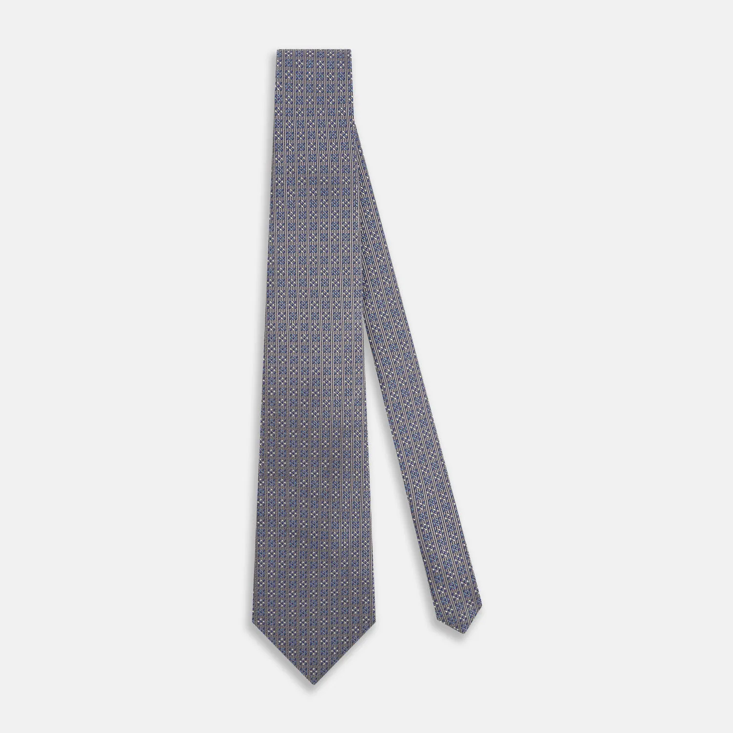 Silver and Pale Blue Multi Dot Silk Tie sold by Turnbull & Asser product image thumbnail 2
