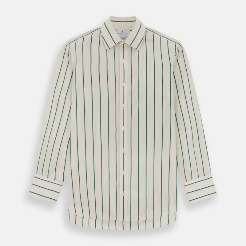 Green Track Stripe Mayfair Shirt sold by Turnbull & Asser