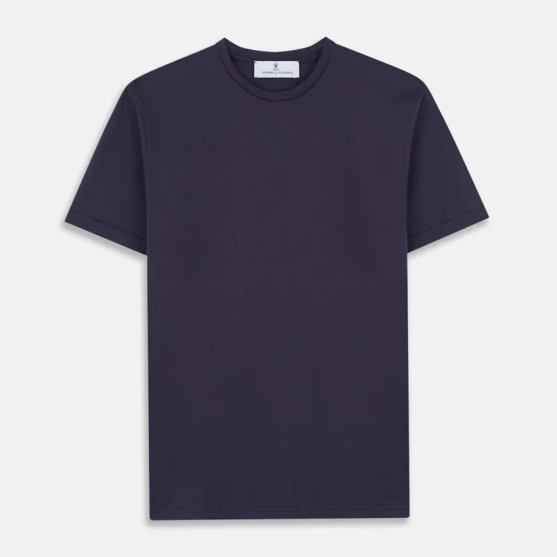 Navy Davey Cotton T-Shirt sold by Turnbull & Asser