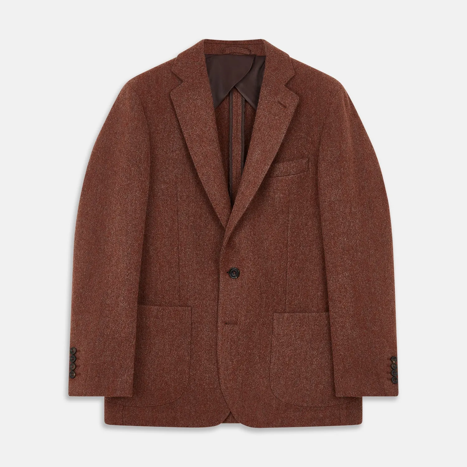 Red Lambswool Herringbone Bern Blazer sold by Turnbull & Asser product image thumbnail 2