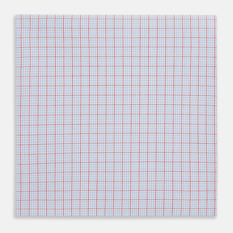 Hand Rolled Red Multi Graph Check  Handkerchief sold by Turnbull & Asser